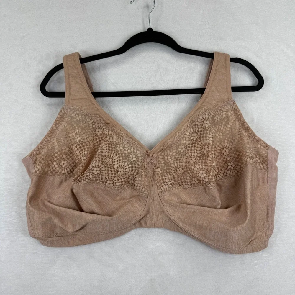 Glamorise 1064 MagicLift Full Figure Lace Support Bra Cafe Tan‎ 44H Mens Womens